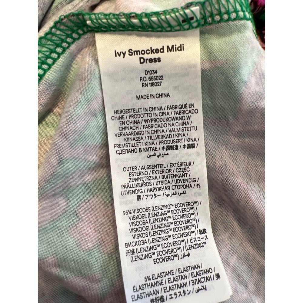 Boden Ivy Smocked Boho Midi Dress 6 Floral Green Pink Cottagecore Long Sleeve - Picture 7 of 9